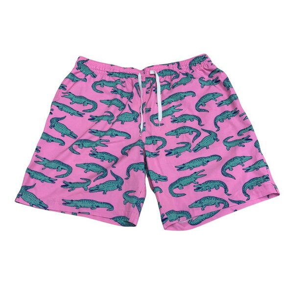 chubbies Other - Chubbies Mens Pink/Green Alligator Print Swim Trunks, Size XL